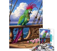 1000 Teenager Pieces Jigsaw Puzzle Pirate Parrot on Ship Deck Help The Brain Exercise Analysis And Logic Educational Games for Ages 14 And over (38x52cm)