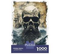 1000 Teenager Pieces Jigsaw Puzzle Pirate Skull Wall Art Print Jigsaw Puzzle Toy Wall Decor Difficult Challenge Gifts for Friends And Family 52x38cm/1000pcs