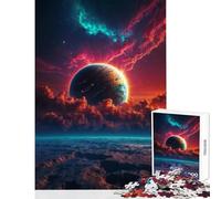 1000 Teenager Pieces Jigsaw Puzzle Planet Rise in Nebula Jigsaw Puzzles for Adults Family Activities Every Piece Is Unique - Challenging Game Toys (38x26cm)