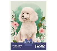 1000 Teenager Pieces Jigsaw Puzzle Poodle Floral Portrait Jigsaw Puzzle Hands-on Game Difficult Hard Gifts for Friends And Family 70x50cm/1000pcs