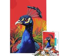 1000 Teenager Pieces Jigsaw Puzzle Pop Art Peacock in Andy Warhol Style Fun at Home Activities, Enhance Memory Relaxing Games Suitable for People Aged 14 And Above (50x75cm)