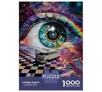 1000 Teenager Pieces Jigsaw Puzzle Psychedelic Eye Trippy Poster Jigsaw for Adults Relax Games Birthday Present Gifts for Friends And Family 52x38cm/1000pcs