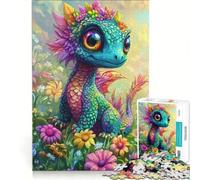 1000 Teenager Pieces Jigsaw Puzzle Rainbow Dragon in Flower Field Relaxing Games Difficult Challenge Unique Birthday And Gifts 38x26cm
