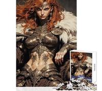 1000 Teenager Pieces Jigsaw Puzzle Red-haired Warrior with Bear And Sword Impossible Game for The Whole Family Toy Wall Decor Unique Gifts for Birthday And Christmas (50X75cm)