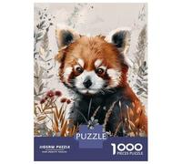 1000 Teenager Pieces Jigsaw Puzzle Red Panda Watercolor Puzzle for Adults Family Games Difficult Hard Birthday Present, Gifts, 52x38cm/1000pcs