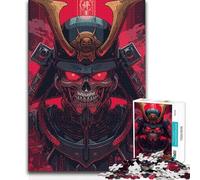 1000 Teenager Pieces Jigsaw Puzzle Red Skull Samurai Warrior Brainteaser Family Games Precision Cutting Educational Toy (38x26cm)