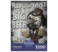 1000 Teenager Pieces Jigsaw Puzzle Retro Craft Beer Pug Jigsaw Puzzle Hands-on Game Difficult Hard Gifts for Friends And Family 52x38cm/1000pcs