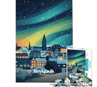 1000 Teenager Pieces Jigsaw Puzzle Reykjavik Northern Lights for Educational Game Challenge Toy Educational Game For Family Fun Great Gifts (Size 75x50cm)