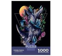 1000 Teenager Pieces Jigsaw Puzzle Rhinoceros Wall Art Print Jigsaw Puzzle Toy Wall Decor Difficult Challenge Gifts for Friends And Family 70x50cm/1000pcs