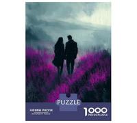 1000 Teenager Pieces Jigsaw Puzzle Romantic Walk Through Lavender Purple Fields in Charcoal Style Puzzle for Adults Anti-Stress Toys Enhance Memory Educational Challenge 38x26cm/1000pcs