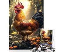 1000 Teenager Pieces Jigsaw Puzzle Rooster in Enchanted Forest Toy Wall Decor Great Gift for Games Impossible Game Challenging To Complete (Size 38x52cm)