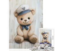 1000 Teenager Pieces Jigsaw Puzzle Sailor Bear Nursery Nautical Home Decoration Toys Gift For Birthdays Educational Game Every Piece Is Unique - size 38x52cm