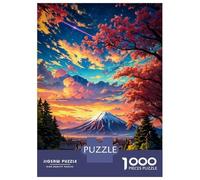1000 Teenager Pieces Jigsaw Puzzle Sakura Mount Fuji Sunset Anime Adult Jigsaw Puzzle Hands-on Game Wall Art Gifts for Friends And Family 70x50cm/1000pcs