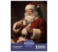 1000 Teenager Pieces Jigsaw Puzzle Santa Loves Coffee Jigsaw for Adults Hands-on Game Improve Memory Birthday Present, Gifts, 70x50cm/1000pcs