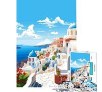 1000 Teenager Pieces Jigsaw Puzzle Santorini Greece Spring for Educational Game Toys Educational Games Gifts Birthday For Family Fun (Size 75x50cm)
