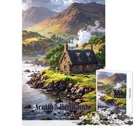 1000 Teenager Pieces Jigsaw Puzzle Scottish Highlands Cottage Cozy Indoor Family Gathering Fun Heartwarming for All (38x26cm)
