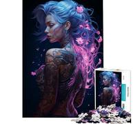 1000 Teenager Pieces Jigsaw Puzzle Sexy Floral Neon Girl Fun Activities at Home Difficult Challenge Educational Game for Age 14+ Game (38X52cm)