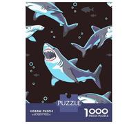 1000 Teenager Pieces Jigsaw Puzzle Shark Pattern on Dark Background Jigsaw Puzzle Toy Wall Decor Difficult Challenge Gifts for Friends And Family 70x50cm/1000pcs