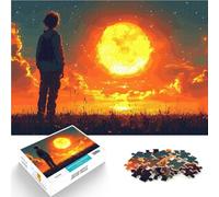1000 teenager Pieces Jigsaw Puzzle Silhouette Under a Giant Moon Hands-on-Spiel Wunschliste mit dem Weihnachtsmann52x38cm