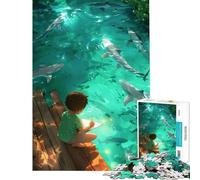 1000 Teenager Pieces Jigsaw Puzzle Sketching Sharks Anime Fun at Home Activities, Enhance Memory Relaxing Games Suitable for People Aged 14 And Above (38x26cm)
