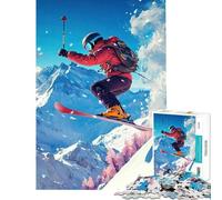 1000 Teenager Pieces Jigsaw Puzzle Skier in Action Snowy Mountain Help The Brain Exercise Analysis And Logic Educational Games for Ages 14 And over (38x52cm)