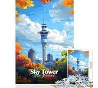 1000 Teenager Pieces Jigsaw Puzzle Sky Tower, New Zealand Toy Wall Decor Gift Birthday Practical Game Interesting Stress Reduction Size 38x52cm