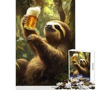 1000 Teenager Pieces Jigsaw Puzzle Sloth Sips Beer Create Sweet Family Home Memories Heartwarming Idea (38x26cm)