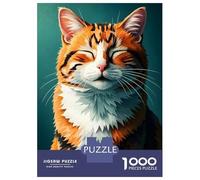 1000 Teenager Pieces Jigsaw Puzzle Smiling Orange Tabby Cat Puzzle for Adults Family Games Difficult Hard Birthday Present, Gifts, 70x50cm/1000pcs