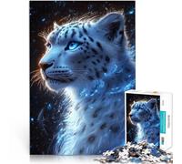 1000 teenager Pieces Jigsaw Puzzle Snow Leopard with Blue Glow Lernspielzeug eignet sich ideal als Geschenk für die ganze Familie75x50cm