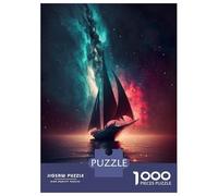 1000 Teenager Pieces Jigsaw Puzzle Space Sailing Boat Galaxy Jigsaw Puzzle Hands-on Game Difficult Hard Gifts for Friends And Family 70x50cm/1000pcs
