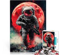 1000 teenager Pieces Jigsaw Puzzle Space Soldier with Full Red Moon Comics Art Quizspiel Ein Kunstwerk52x38cm