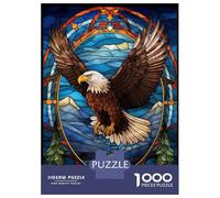 1000 Teenager Pieces Jigsaw Puzzle Stained Glass Bald Eagle Jigsaw Puzzle Hands-on Game Difficult Hard Gifts for Friends And Family 38x26cm/1000pcs
