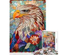 1000 Teenager Pieces Jigsaw Puzzle Stained Glass Eagle Relaxing Games Enhance Memory Home Decoration Toys Train Your Brain And Hands (38X26CM)