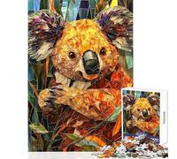 1000 Teenager Pieces Jigsaw Puzzle Stained Glass Koala Art- Hands-on Game Perfect Decoration Educational Toy Train Your Brain And Hands (38X52cm)