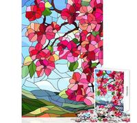 1000 Teenager Pieces Jigsaw Puzzle Stained Glass Spring Blossoms Cozy Indoor Family Gathering Fun Heartwarming for All (50x75cm)