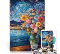 1000 teenager Pieces Jigsaw Puzzle Starry Night Flowers Family Game Stress Reliever Difficult Challenge 26x38cm Home Art Decor for Age 14 Years Up