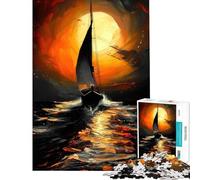 1000 Teenager Pieces Jigsaw Puzzle Sunset Sail Challenging To Complete Learning Educational Relax Games for And 14 Years And over (38x26cm)