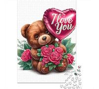 1000 Teenager Pieces Jigsaw Puzzle Teddy Bear Valentine's Gift Adult Puzzles Anti-Stress Toys Difficult Challenge Challenging To Complete 38x26cm/1000pcs