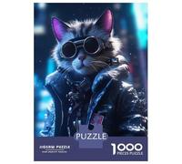 1000 Teenager Pieces Jigsaw Puzzle The Mercenary Cyber Cat Jigsaw Puzzle Hands-on Game Difficult Hard Gifts for Friends And Family 52x38cm/1000pcs