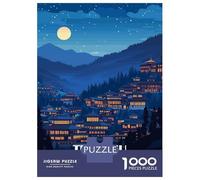 1000 Teenager Pieces Jigsaw Puzzle Thimphu, Bhutan Nightscape Illustration Jigsaw Puzzle Toy Wall Decor Difficult Challenge Gifts for Friends And Family 38x26cm/1000pcs