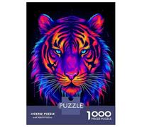 1000 Teenager Pieces Jigsaw Puzzle Tiger Colorful Black BG Adult Jigsaw Puzzle Hands-on Game Wall Art Gifts for Friends And Family 70x50cm/1000pcs