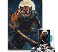 1000 Teenager Pieces Jigsaw Puzzle Tiger Samurai Warrior Brainteaser Family Games Precision Cutting Educational Toy (50x75cm)