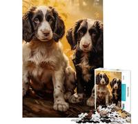 1000 Teenager Pieces Jigsaw Puzzle Two English Springer Spaniels in Autumn Forest Help The Brain Exercise Analysis And Logic Educational Games for Ages 14 And over (38x52cm)