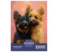 1000 Teenager Pieces Jigsaw Puzzle Two German Shepherd Puppies Jigsaw for Adults Hands-on Game Improve Memory Birthday Present, Gifts, 70x50cm/1000pcs