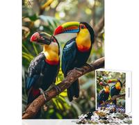 1000 Teenager Pieces Jigsaw Puzzle Two Toucans On Branch Jigsaw Puzzles for Adults Family Activities Every Piece Is Unique - Challenging Game Toys (38x26cm)