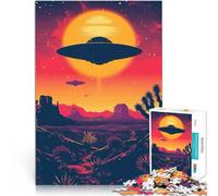 1000 teenager Pieces Jigsaw Puzzle UFO Over Desert Sunset Challenging To Complete But Fun And Humorous Enhance love between couples 50x70cm