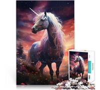 1000 teenager Pieces Jigsaw Puzzle Unicorn in Astral Realm Intellektuelles Spiel mit passendem Poster und Quizblatt52x38cm