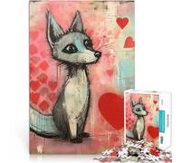 1000 teenager Pieces Jigsaw Puzzle Valentine Grey Fox in Love Stressabbau Einzigartige Geburtstags- und Geschenkideen52x38cm