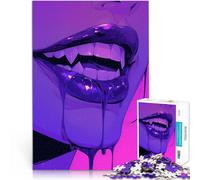 1000 teenager Pieces Jigsaw Puzzle Vampire Fangs and Drip Stressabbau-Spielzeug mit passendem Poster und Quizblatt52x38cm