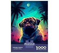 1000 Teenager Pieces Jigsaw Puzzle Vaporwave Pug Pixel Art Jigsaw Puzzle Hands-on Game Difficult Hard Gifts for Friends And Family 70x50cm/1000pcs